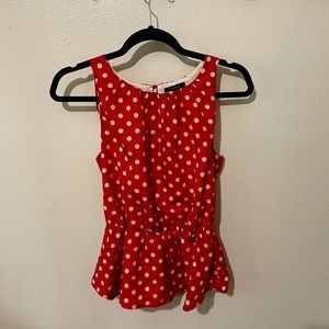 Red polka dot peplum top